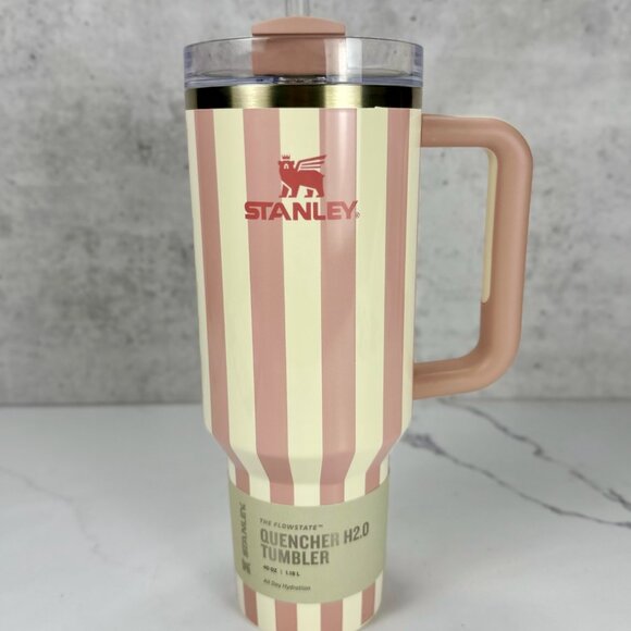 Stanley Oasis Collection 40oz Flowstate Tumbler Peach Whip Cabana Gloss Stripes - Picture 1 of 4
